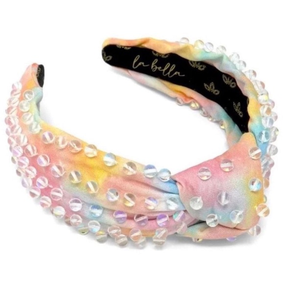 NWT LA Bella Rainbow Iridescent Headband with Glass Beads - Picture 3 of 12